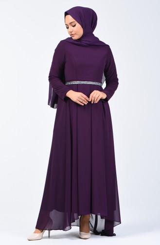 فستان شيفون مطوي بنفسجي 5128-05