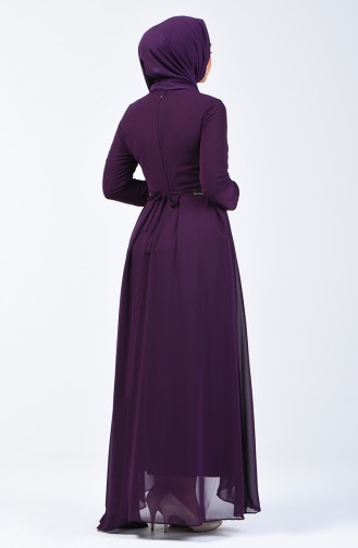 Pleated Chiffon Dress 5128-05 Purple 5128-05