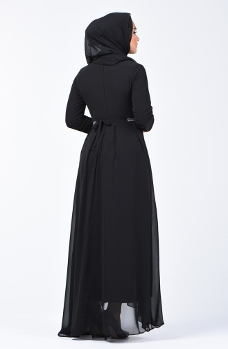 Robe Plissée Mousseline 5128-06 Noir 5128-06