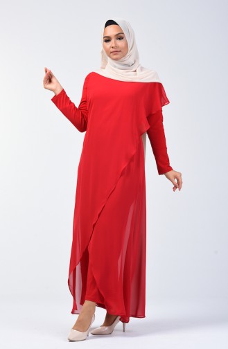 Chiffon Detailed Rumper 5126-01 Claret Red 5126-01