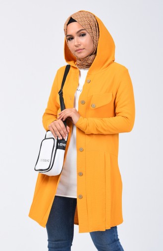 Aerobin Fabric Hooded Tunic with Pockets 1413-01 Mustard 1413-01