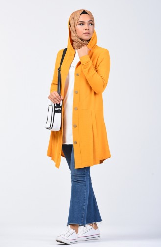 Aerobin Fabric Hooded Tunic with Pockets 1413-01 Mustard 1413-01