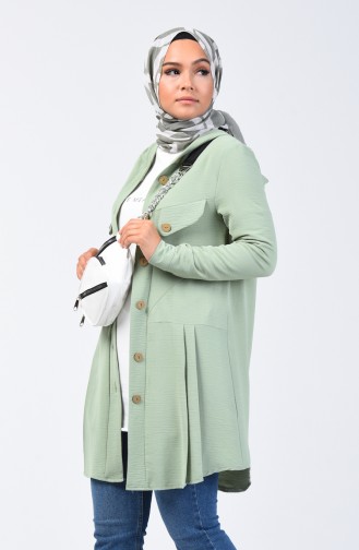 Aerobin Fabric Hooded Tunic with Pockets 1413-05 Green Almond 1413-05