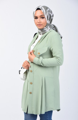 Aerobin Fabric Hooded Tunic with Pockets 1413-05 Green Almond 1413-05