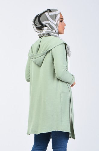 Aerobin Fabric Hooded Tunic with Pockets 1413-05 Green Almond 1413-05