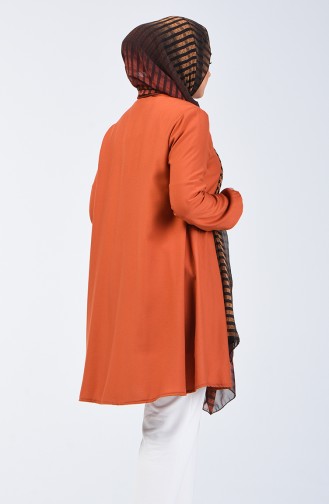 Elastic Sleeve Bell Skirt Tunic 1311-04 Brick Red 1311-04