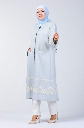 Plus Size Lace Detailed Pearl Jacket 0851-03 İce Blue 0851-03