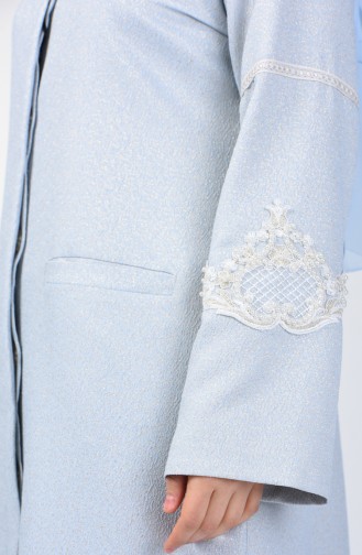 Plus Size Lace Detailed Pearl Jacket 0851-03 İce Blue 0851-03