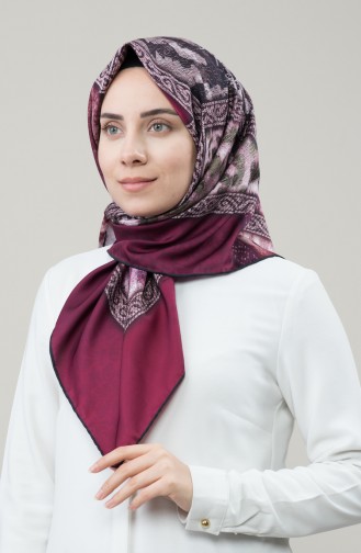 Karaca Echarpe Twill de Soie Synthétique 90677-02 Noir Fuchsia 90677-02