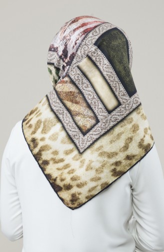 Karaca Sentetik İpek Twill Eşarp 90677-04 Siyah Kiremit
