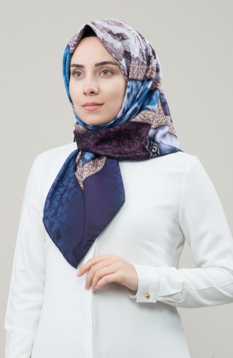 Karaca Sentetik İpek Twill Eşarp 90677-05 Lacivert Mor