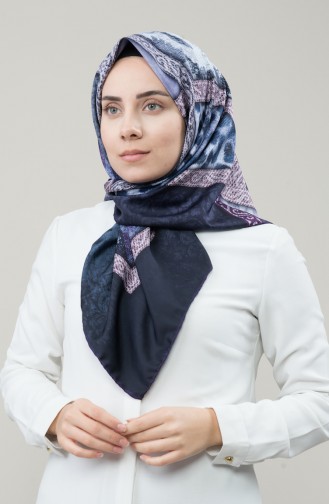 Karaca Sentetik İpek Twill Eşarp 90677-06 Mor Lacivert