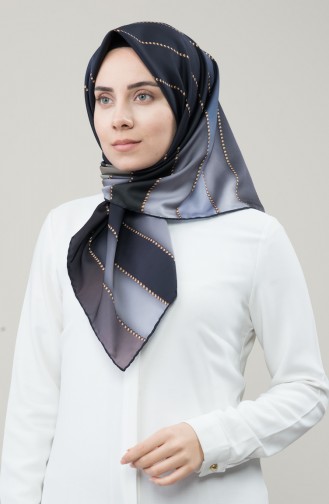 Karaca Sentetik İpek Twill Eşarp 90678-02 Lacivert Haki 90678-02