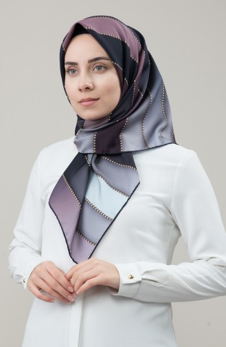 Karaca Sentetik İpek Twill Eşarp 90678-06 Siyah Koyu Gül Kurusu