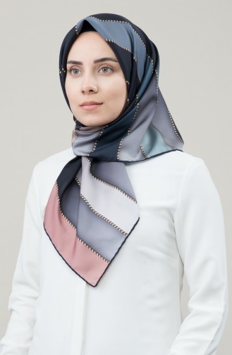 Karaca Sentetik İpek Twill Eşarp 90678-07 Siyah İndigo 90678-07