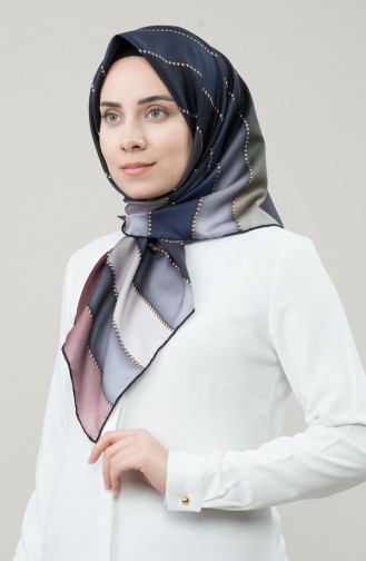 Karaca Écharpe Twill en Soie Synthétique 90678-11 Gris Noir 90678-11