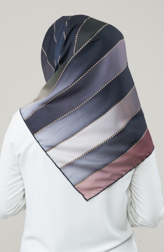 Karaca Synthetic Silk Twill Scarf 90678-11 Grey Black 90678-11