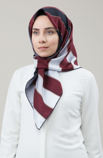 Karaca Écharpe Twill en Soie Synthétique 90678-12 Bordeaux Fumé 90678-12