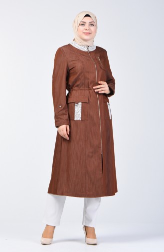 Grösse Grosse Abaya mit Spitzen-detailliert 0801-02 Braun 0801-02