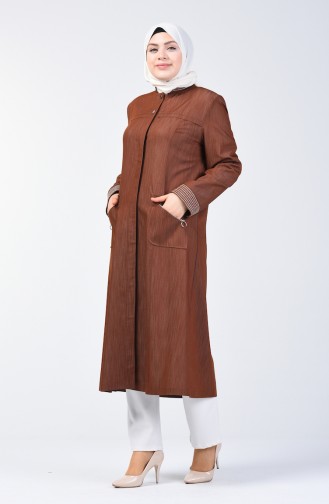 Grösse Grosse Besticktes Abaya 0805-02 Braun 0805-02