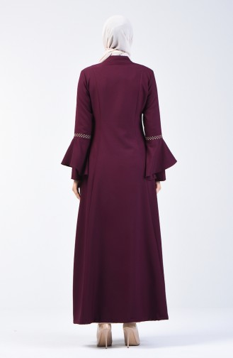 Besticktes Hijab-Mantel mit Spanischer Arm  61315-03 Zwetschge 61315-03