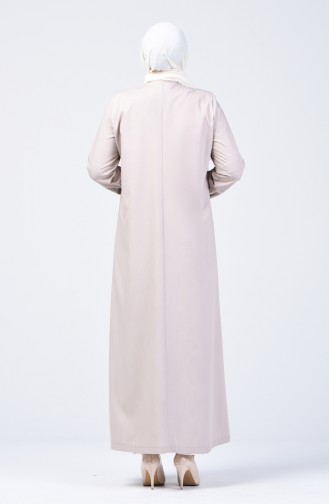Grösse Grosse Bestickter Hijab-Mantel 0809-01 Beige 0809-01