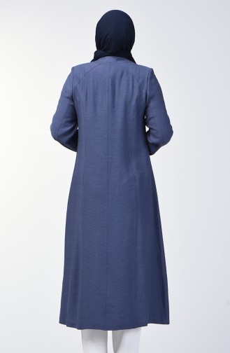 Grösse Grosse Leinen Hijab-Mantel mit Tasche 0825-01 Indigo 0825-01