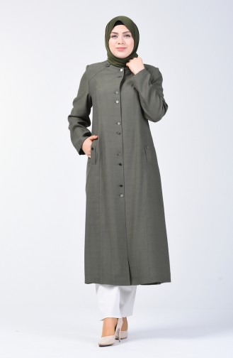 Grösse Grosse Leinen Hijab-Mantel mit Tasche 0825-02 Schimmelgrün 0825-02