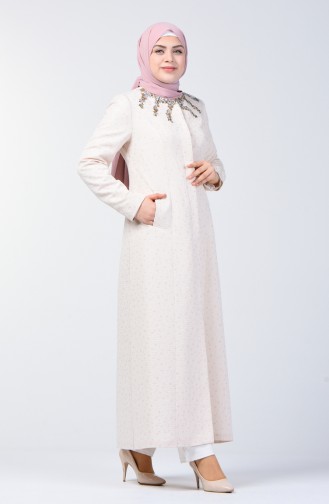 Grösse Grosse Bestickter Hijab-Mantel 1903-02 Lachs 1903-02