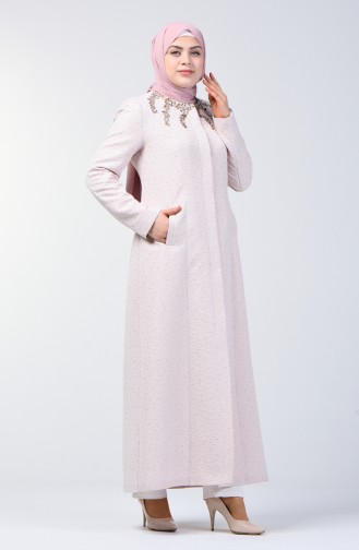 Grösse Grosse Bestickter Hijab-Mantel 1903-03 Puder 1903-03