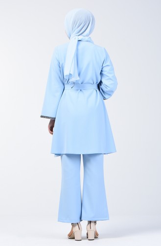 Tunic Trouser 2 Piece with Stones on Sleeves 0288-06 Baby Blue 0288-06