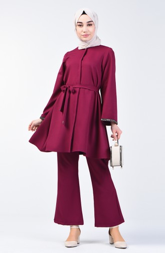 Tunic Trouser 2 Piece with Stones on Sleeves 0288-07 Damson 0288-07