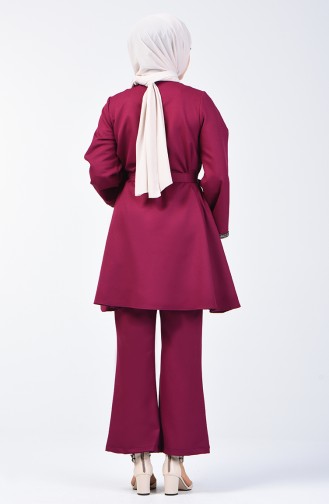 Tunic Trouser 2 Piece with Stones on Sleeves 0288-07 Damson 0288-07