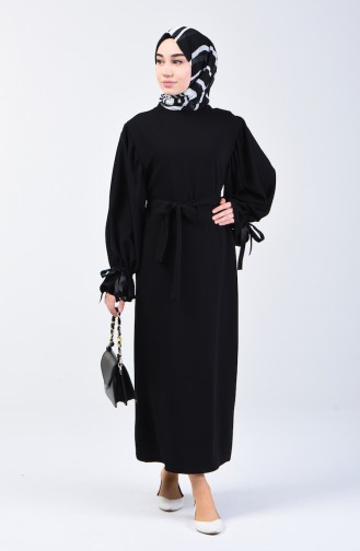 Ruched Sleeve Dress 0360-02 Black 0360-02