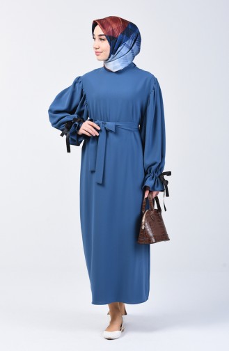 Ruched Sleeve Dress 0360-03 Indigo 0360-03