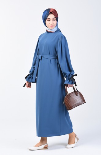 Ruched Sleeve Dress 0360-03 Indigo 0360-03