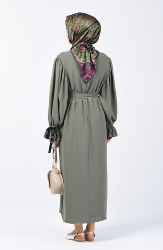 Ruched Sleeve Dress 0360-04 Khaki Green 0360-04