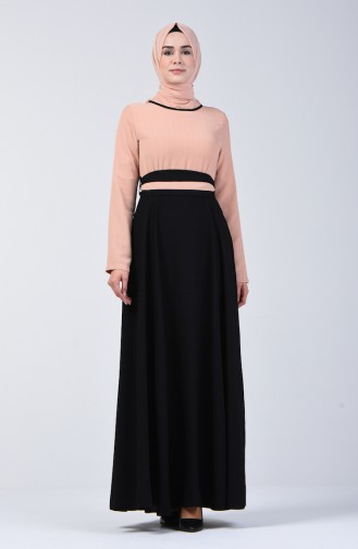 Garni Belted Dress 6845-02 Salmon Black 6845-02