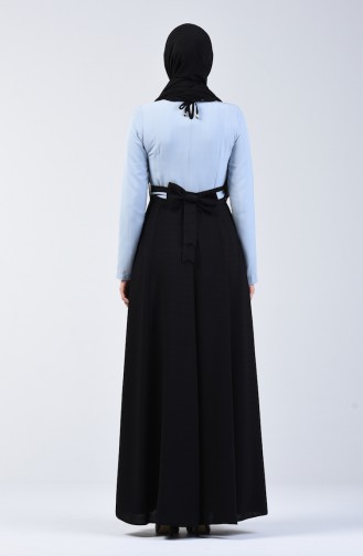 Robe à Ceinture 6845-03 Bleu Bébé Noir 6845-03