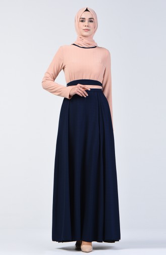 Navy Blue Hijab Dress 6845-05