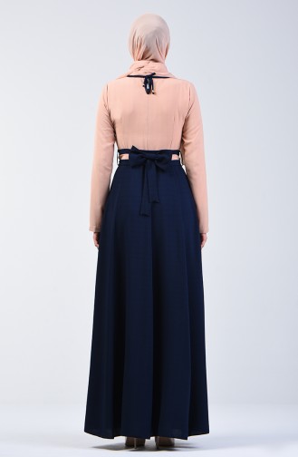 Navy Blue Hijab Dress 6845-05