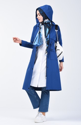 Ruched Waist Trenchcoat 6086-03 Indigo 6086-03