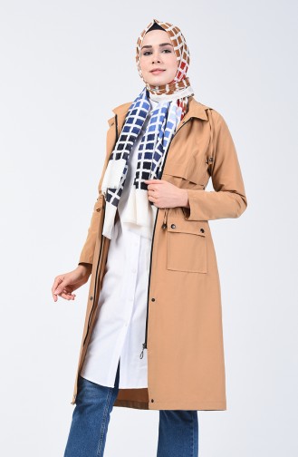 Ruched Waist Trenchcoat 6086-05 Camel 6086-05
