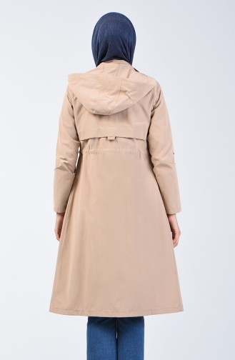 Ruched Waist Trenchcoat 6086-06 Beige 6086-06