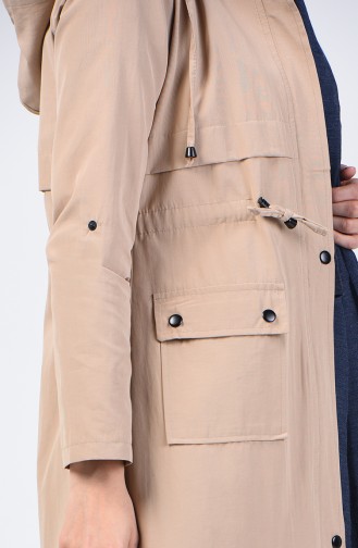 Ruched Waist Trenchcoat 6086-06 Beige 6086-06