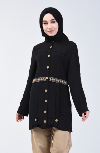 Aerobin Fabric Buttoned Tunic 1412-04 Black 1412-04