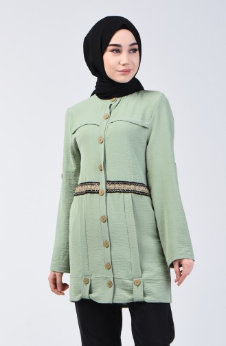 Aerobin Fabric Buttoned Tunic 1412-05 Green Almond 1412-05