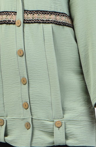 Aerobin Fabric Buttoned Tunic 1412-05 Green Almond 1412-05