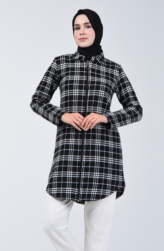 Zippered Lumberjack Tunic 5287-04 Black White 5287-04