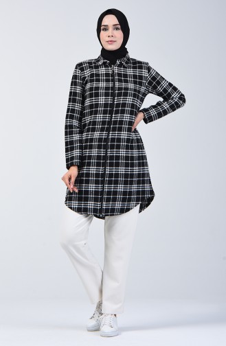 Zippered Lumberjack Tunic 5287-04 Black White 5287-04